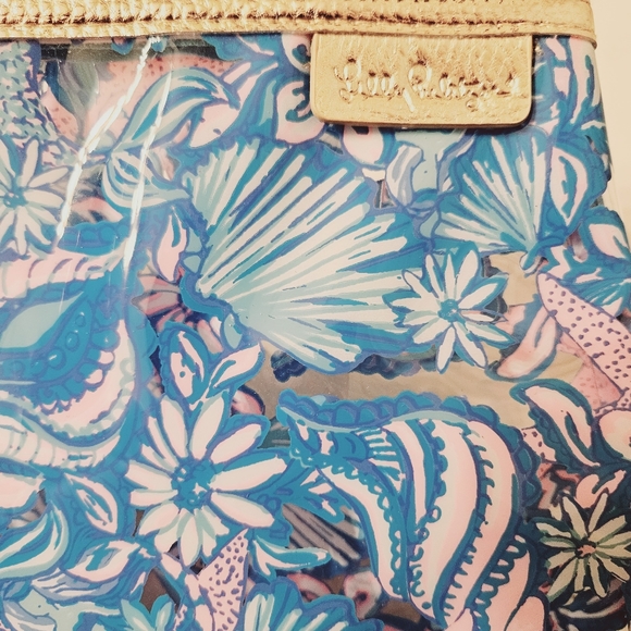 Lilly Pulitzer Sound the Sirens Clear PVC Pouch Make Up Travel Bag Amalfi Blue - Picture 4 of 5